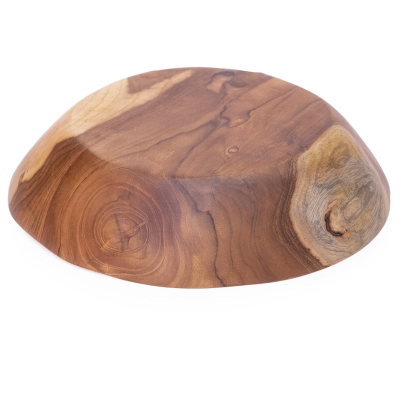 ANDALUCA Rustic Teak Wood Hand Carved Organic Bowl (11"-12" Diameter) - Image 3